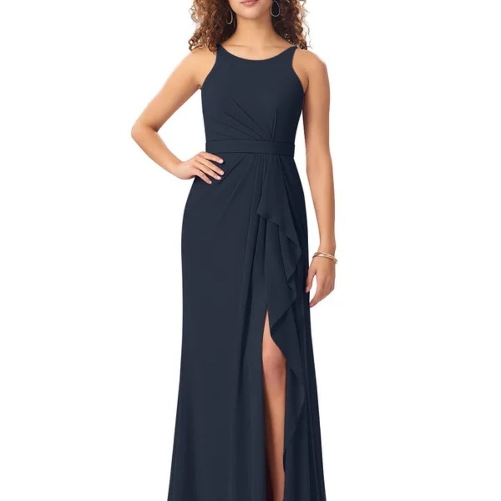 Azazie Cassandra Bridesmaid Dress Dark Navy Size 6